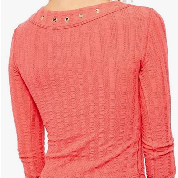 - Free People 'ice Cold Lace Up' Grommet Ribbed Top - Picture 6 of 10